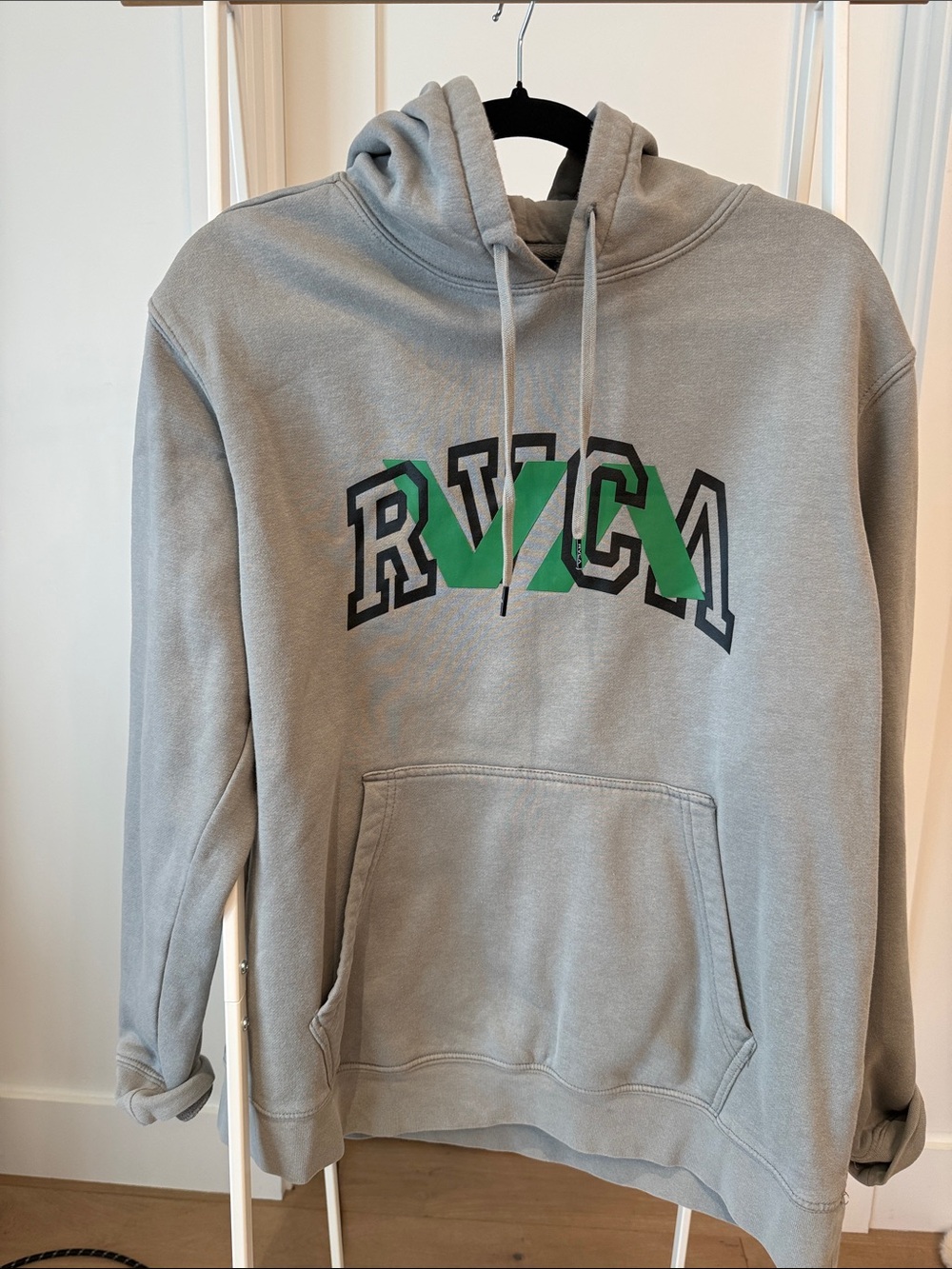 RVCA Gray Crewneck Hoodie with Green and Black Logo